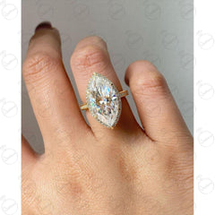 1.80 TCW Marquise Cut Halo Moissanite Ring for Women