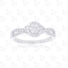 0.60 TCW Round Cut Double Halo Moissanite Ring for Women