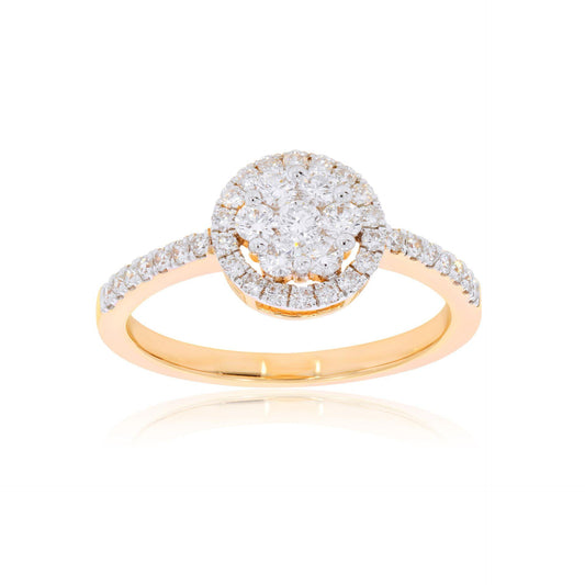 0.25 TCW Round Cut Halo Moissanite Ring for Women