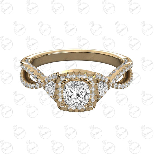 Cushion Cut Twisted Moissanite Ring for Women