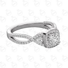 Cushion Cut Twisted Moissanite Ring for Women