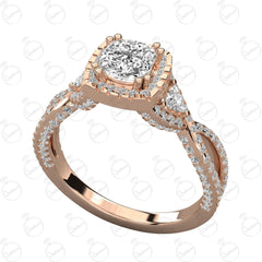 Cushion Cut Twisted Moissanite Ring for Women