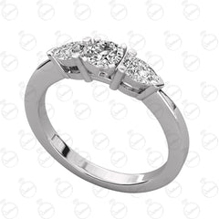 0.50 TCW Round Cut 3 Stone Moissanite Ring for Women