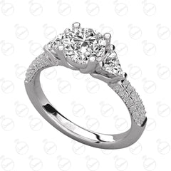 1.50 TCW Round Cut Solitaire With Accents Moissanite Ring for Women