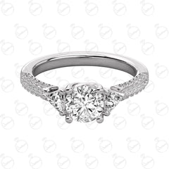 1.50 TCW Round Cut Solitaire With Accents Moissanite Ring for Women