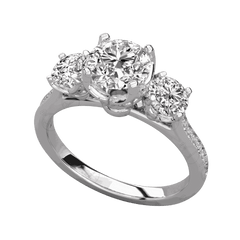 1.25 TCW Round Cut 3 Stone Moissanite Ring for Women