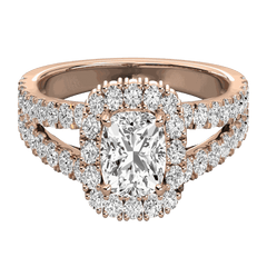 1.25 TCW Cushion Cut Split Shank Moissanite Ring for Women