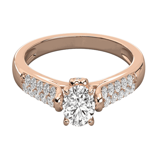 1.00 TCW Round Cut Solitaire With Accents Moissanite Ring for Women