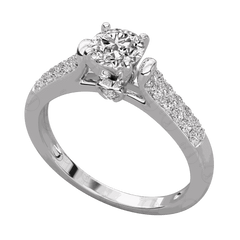 1.00 TCW Round Cut Solitaire With Accents Moissanite Ring for Women