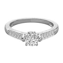 1.00 TCW Round Cut Solitaire With Accents Moissanite Ring for Women