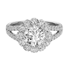 1.00 TCW Round Cut Split Shank Moissanite Ring for Women