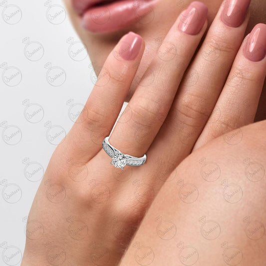 1.00 TCW Round Cut Hidden Halo Moissanite Ring for Women