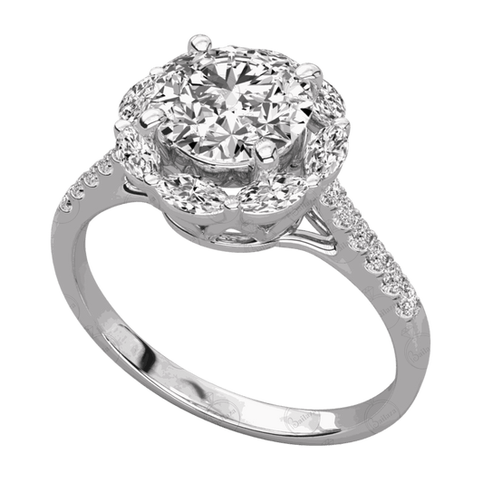 1.00 TCW Round Cut Halo Moissanite Ring for Women