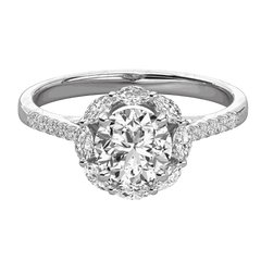 1.00 TCW Round Cut Halo Moissanite Ring for Women