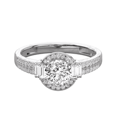 1.00 CTW Round Cut Halo Moissanite Ring for Women