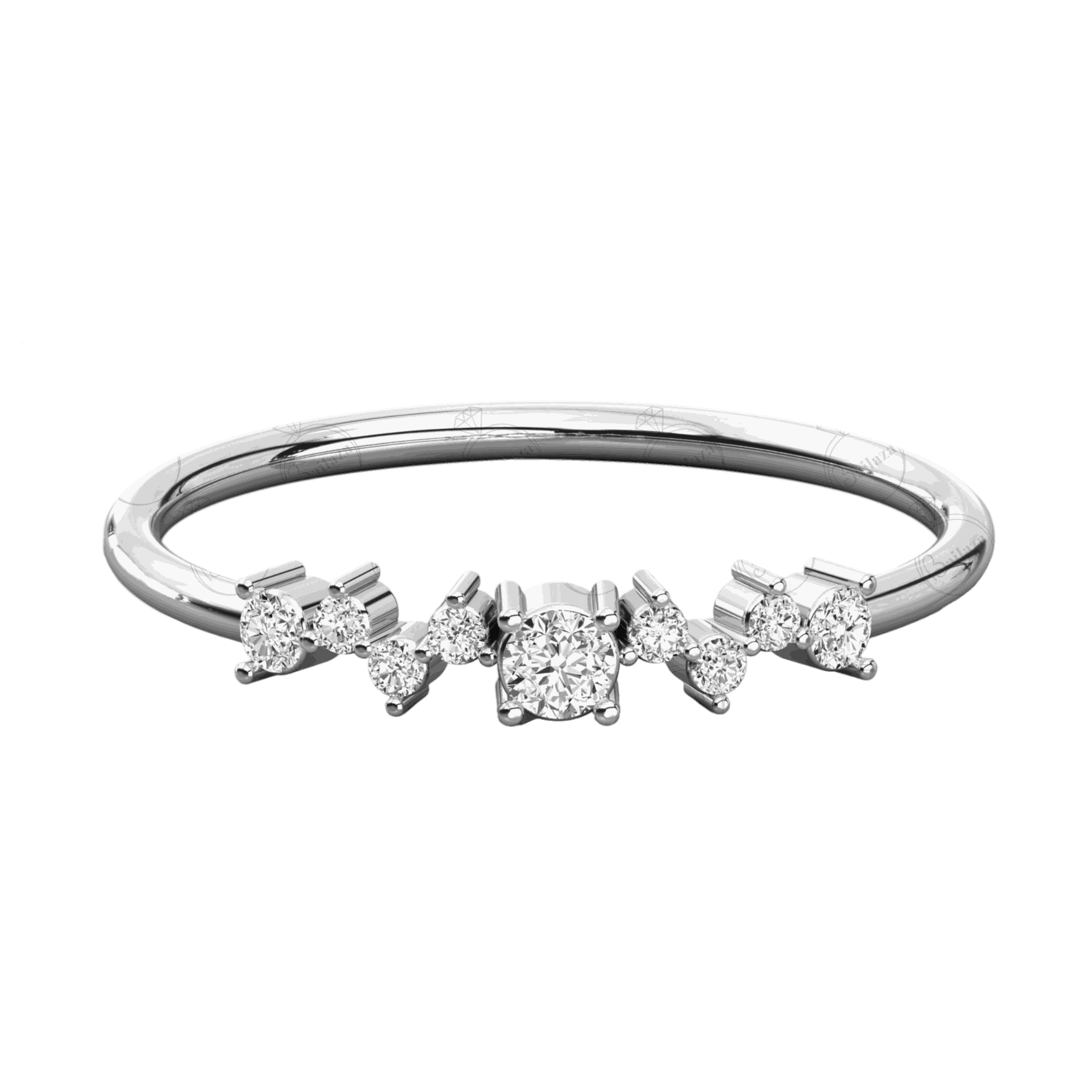 0.20 CT Round Cut Half eternity Moissanite Ring, Ring, diamond ring, diamond Moissanite ring, White Gold Ring, Eternity Diamond Ring