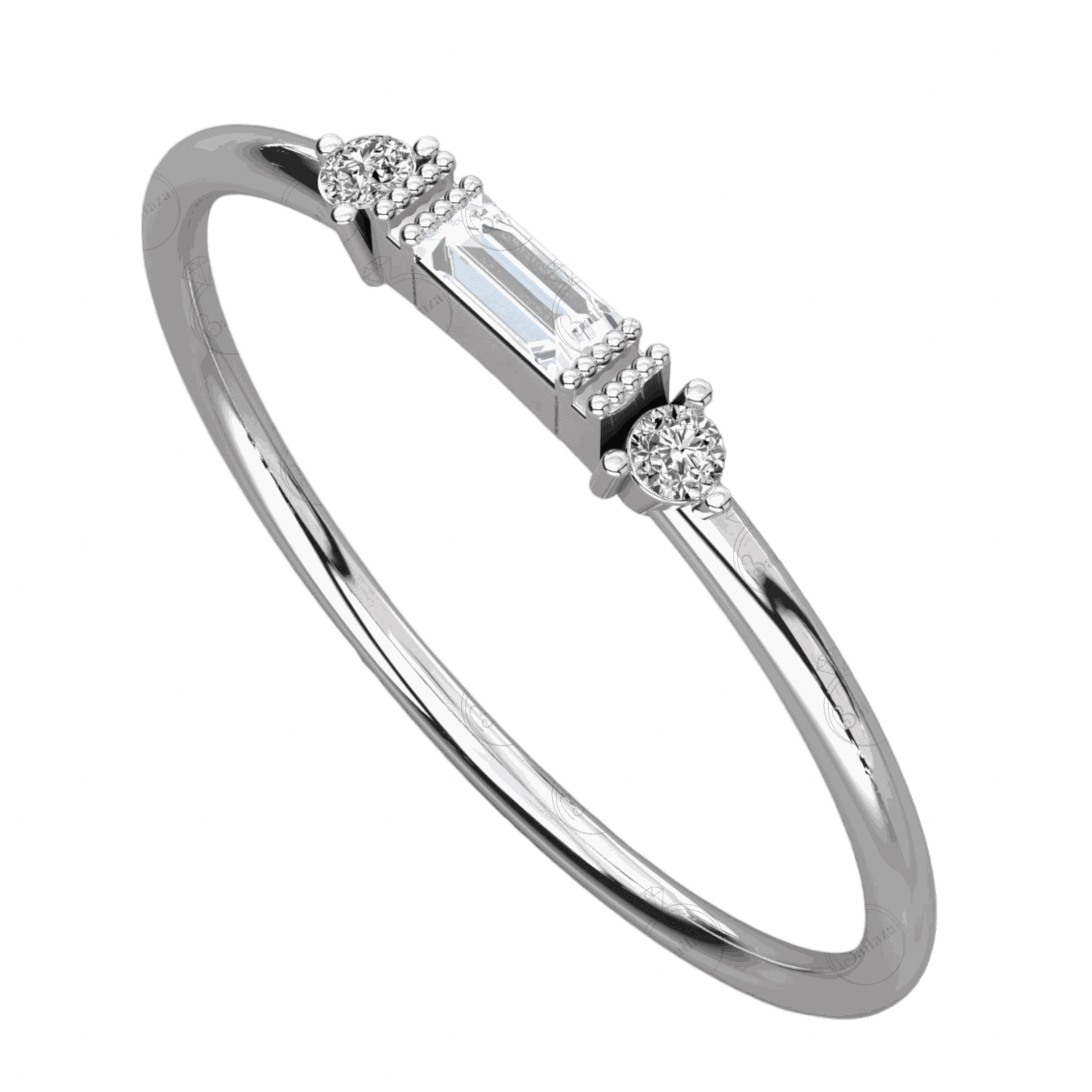 Main View 0.20 TCW Baguette Cut 3 Stone Moissanite Ring for Women