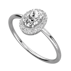 0.80 TCW Oval Cut Halo Moissanite Ring for Women