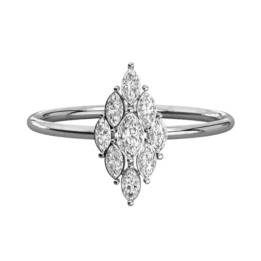 0.50 TCW Marquise Cut Halo Moissanite Ring for Women