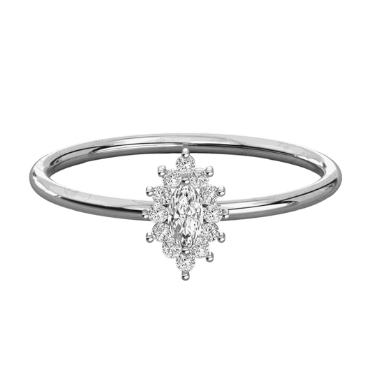 0.15 TCW Marquise Cut Halo Moissanite Ring for Women