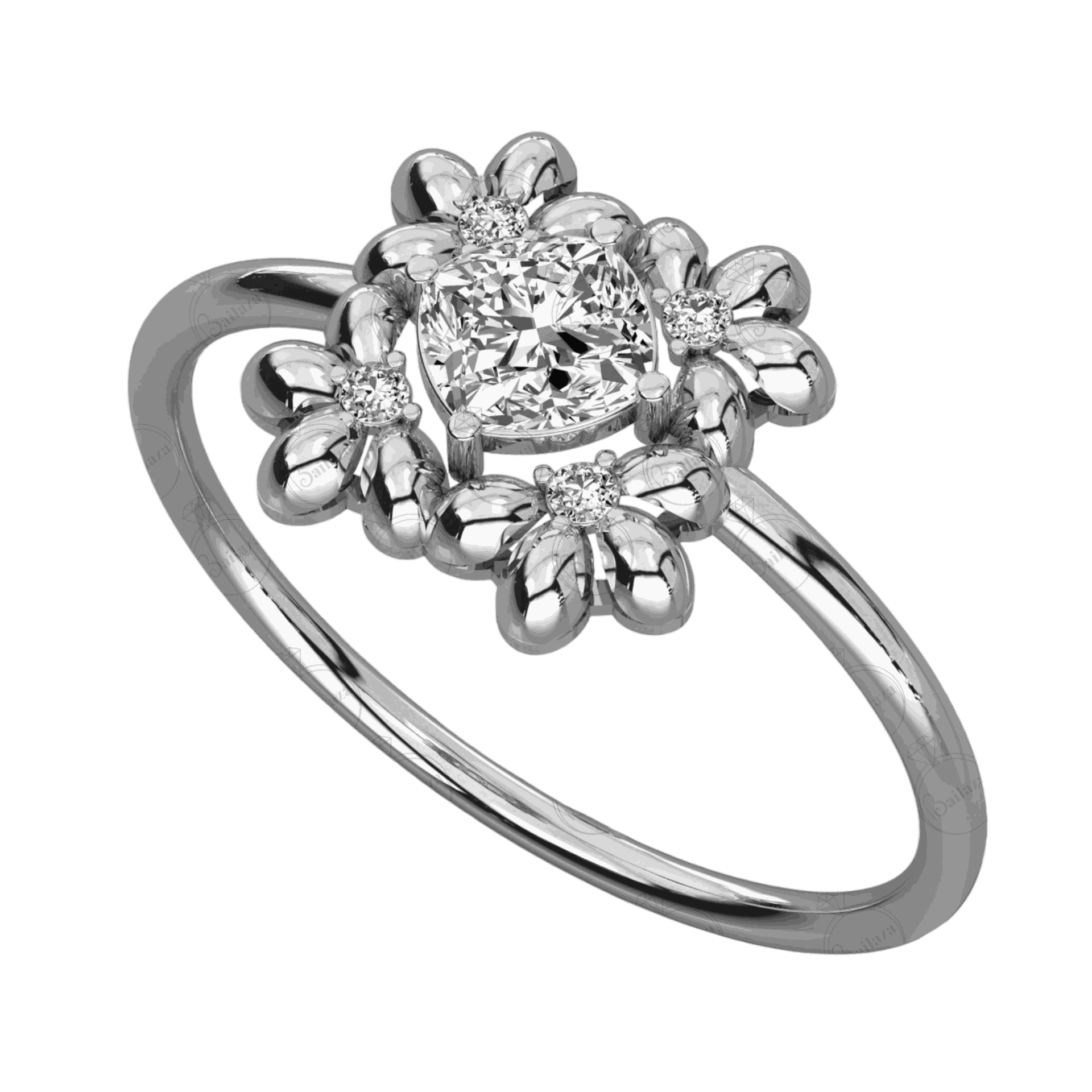 0.30 TCW Cushion Cut 5 Stone Moissanite Ring, moissanite diamond top view, 0.30 CT Cushion Cut, 5 Stone Ring, Diamond, Diamond ring, Cushion Cut Diamond Ring, moissanite Engagement Ring...