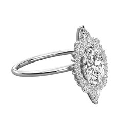 0.50 TCW Oval Cut Halo Moissanite Ring for Women