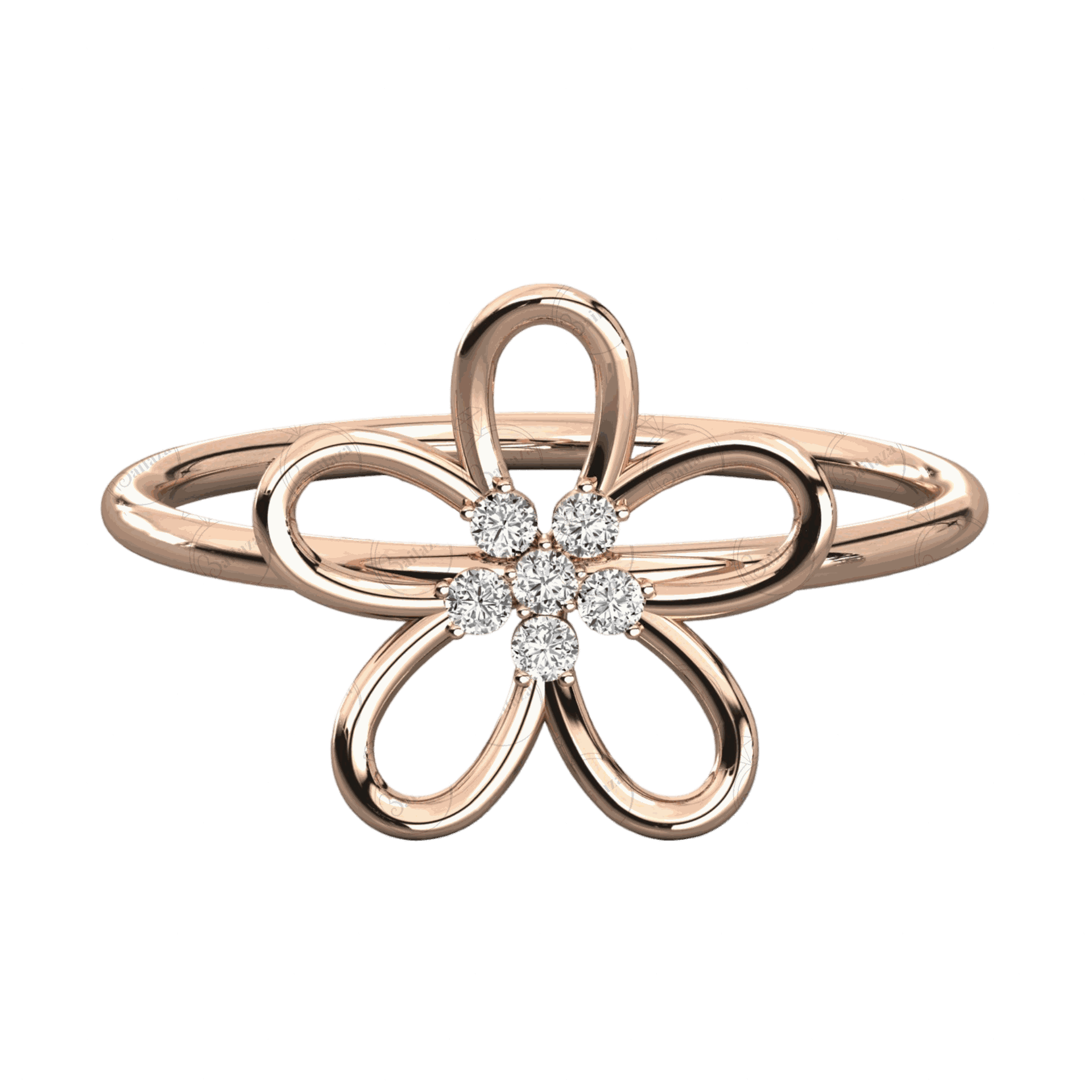 0.10 CT Round Cut Criss Cross Rose Gold Ring