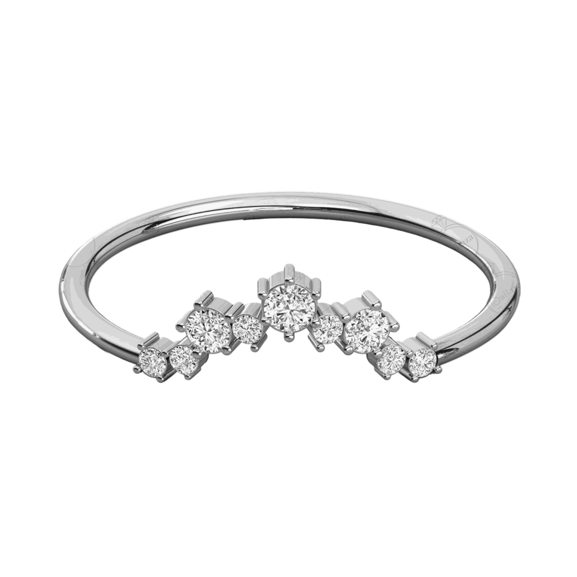 Top view 0.30 TCW Round Cut Half Eternity Moissanite Ring for Women, Half Eternity diamond RIng, Diamondn Diamond RIng.... 