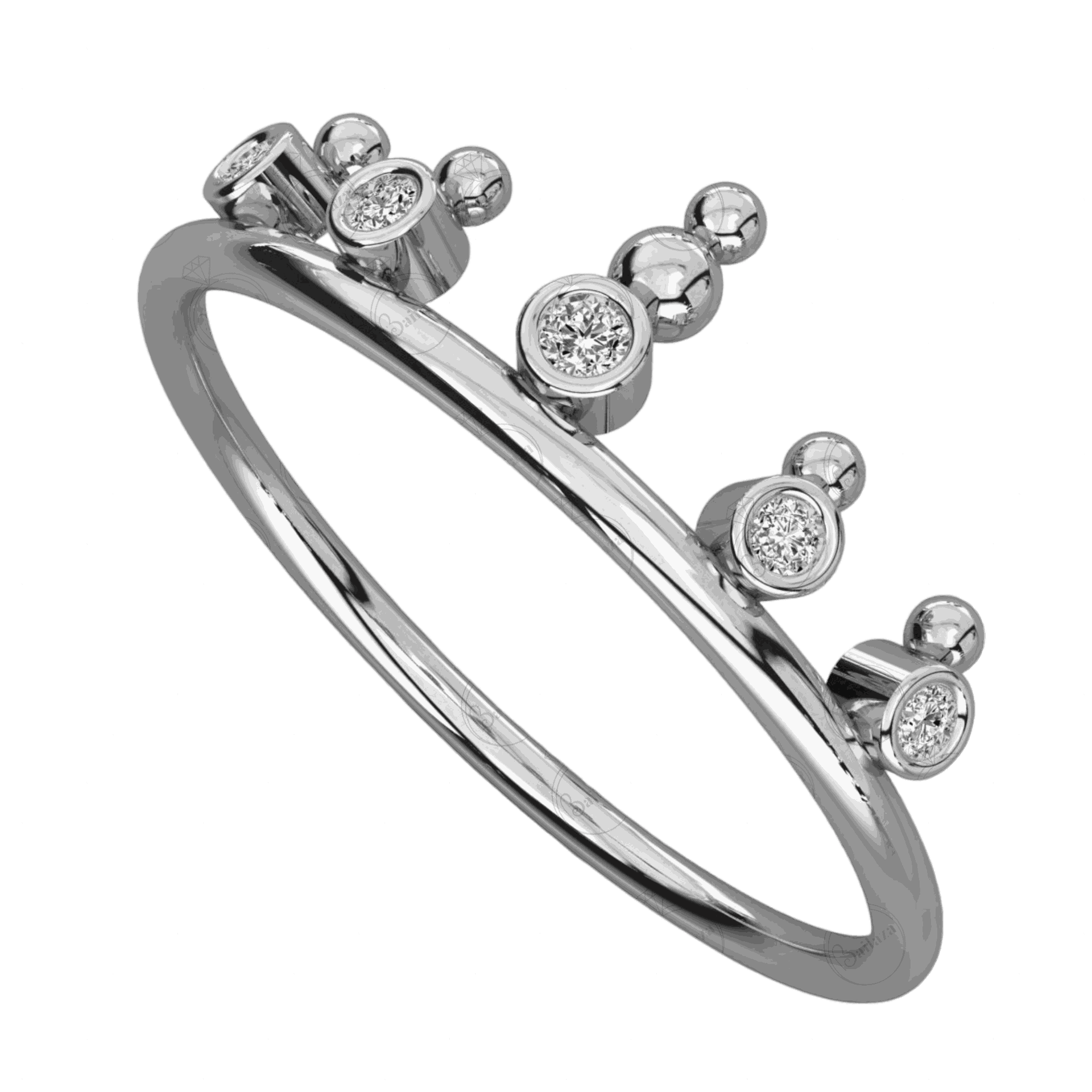 0.10 CT Round Cut Half Eternity White Gold  Moissanite Ring for Women