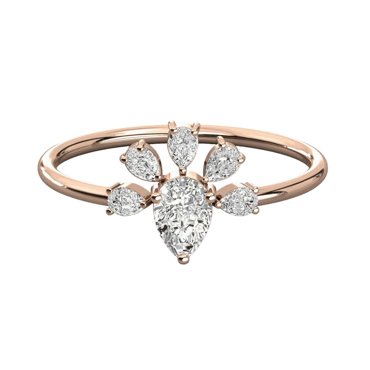 0.70 TCW Pear Cut Unique Moissanite Ring for Women