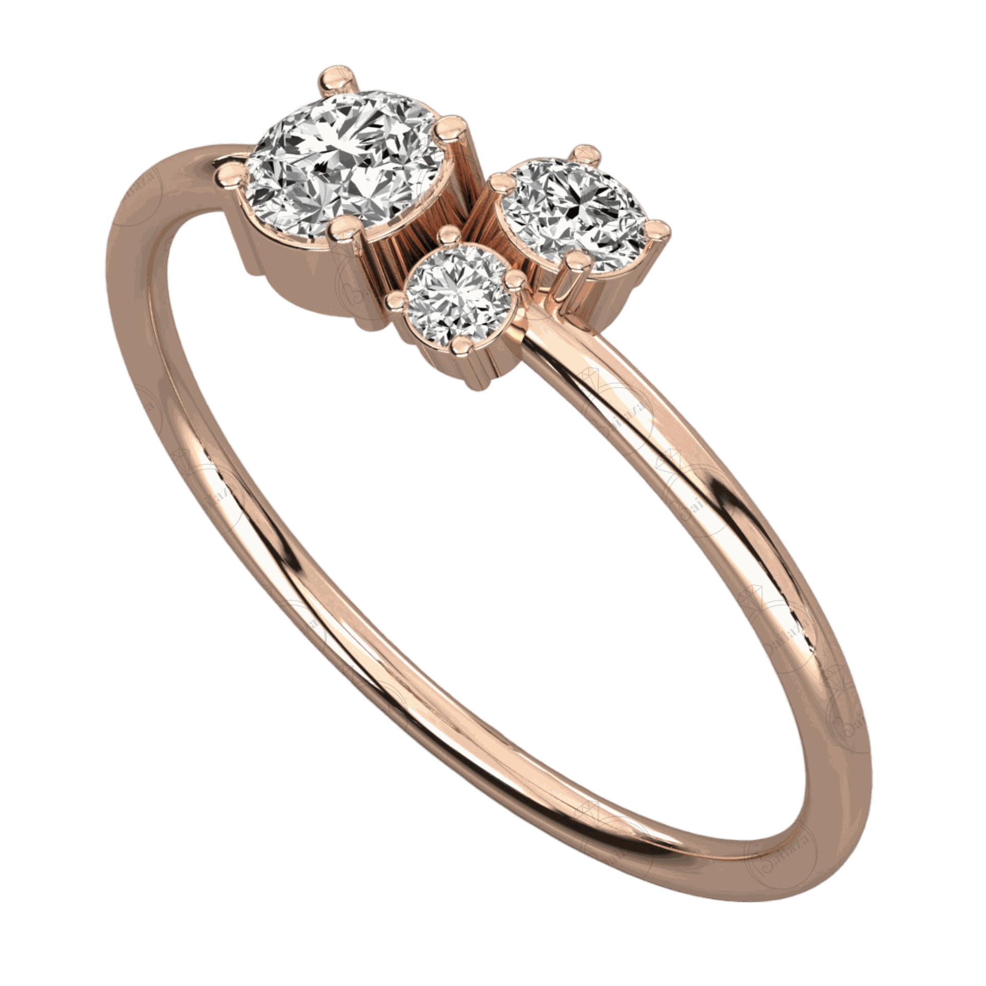 0.30 CTW Round Cut 3 Stone Moissanite Ring for Women, Rose Gold Ring, DIamond Ring , Diamond, 3 Stone Ring, 0.30 CT Ring...  