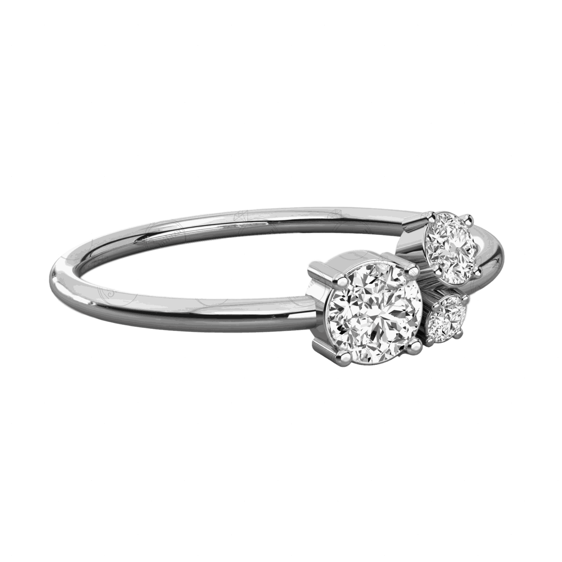 Side view 0.30 CT Round Cut 3 Stone Moissanite Ring for Women, Diamond Ring for Women, diamond, diamond ring