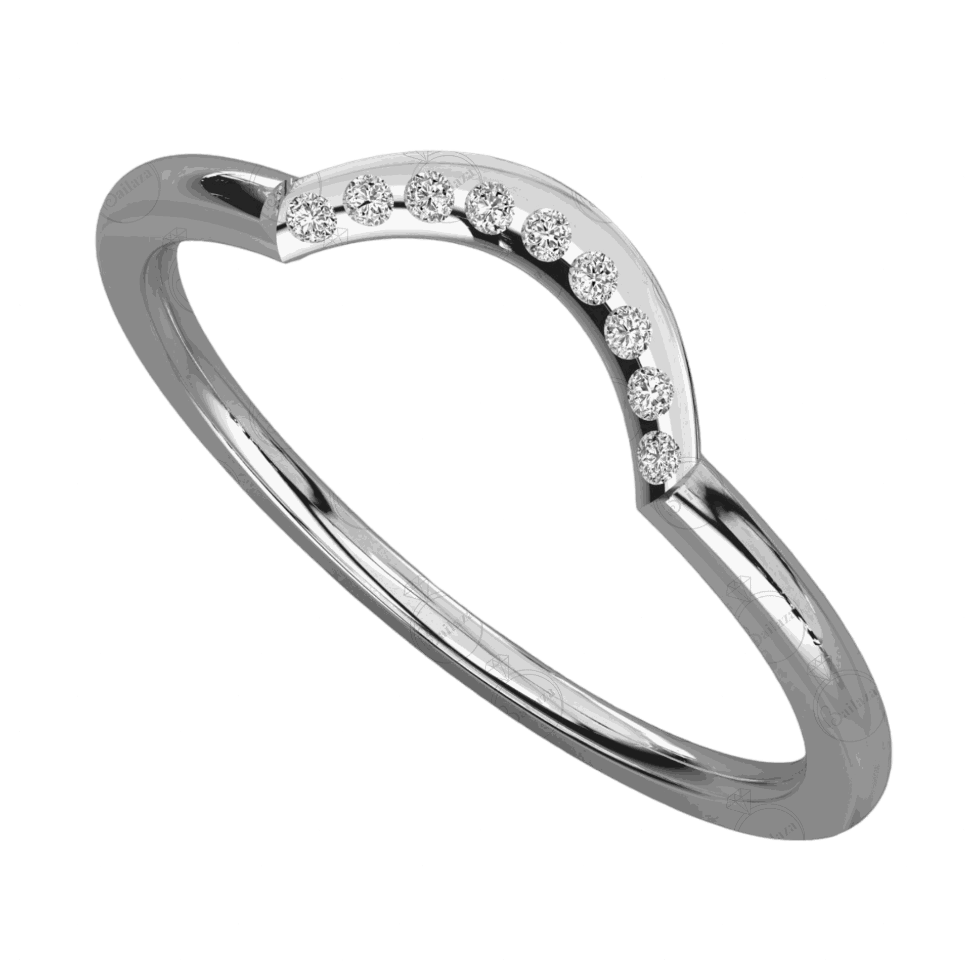 Main View 0.10 CT Round Cut Half Eternity Moissanite Ring