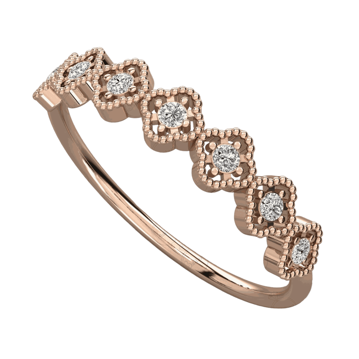 0.25 TCW Round Cut Half Eternity Moissanite Ring, Rose Gold