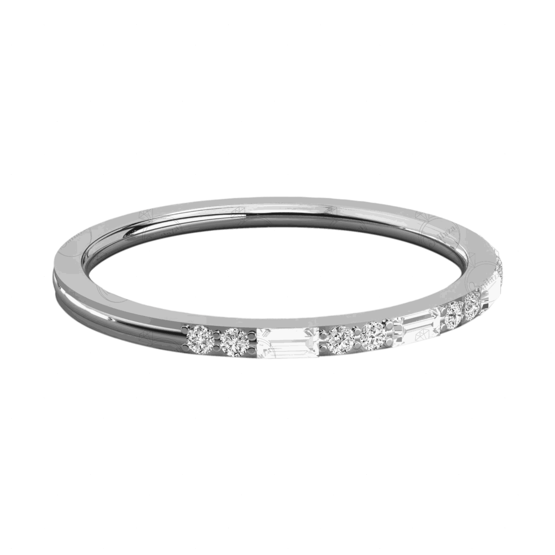 0.25 CT Baguette Cut Half Eternity Moissanite Ring, Half Eternity, Diamond, Diamond ring, Baguette Cut, 