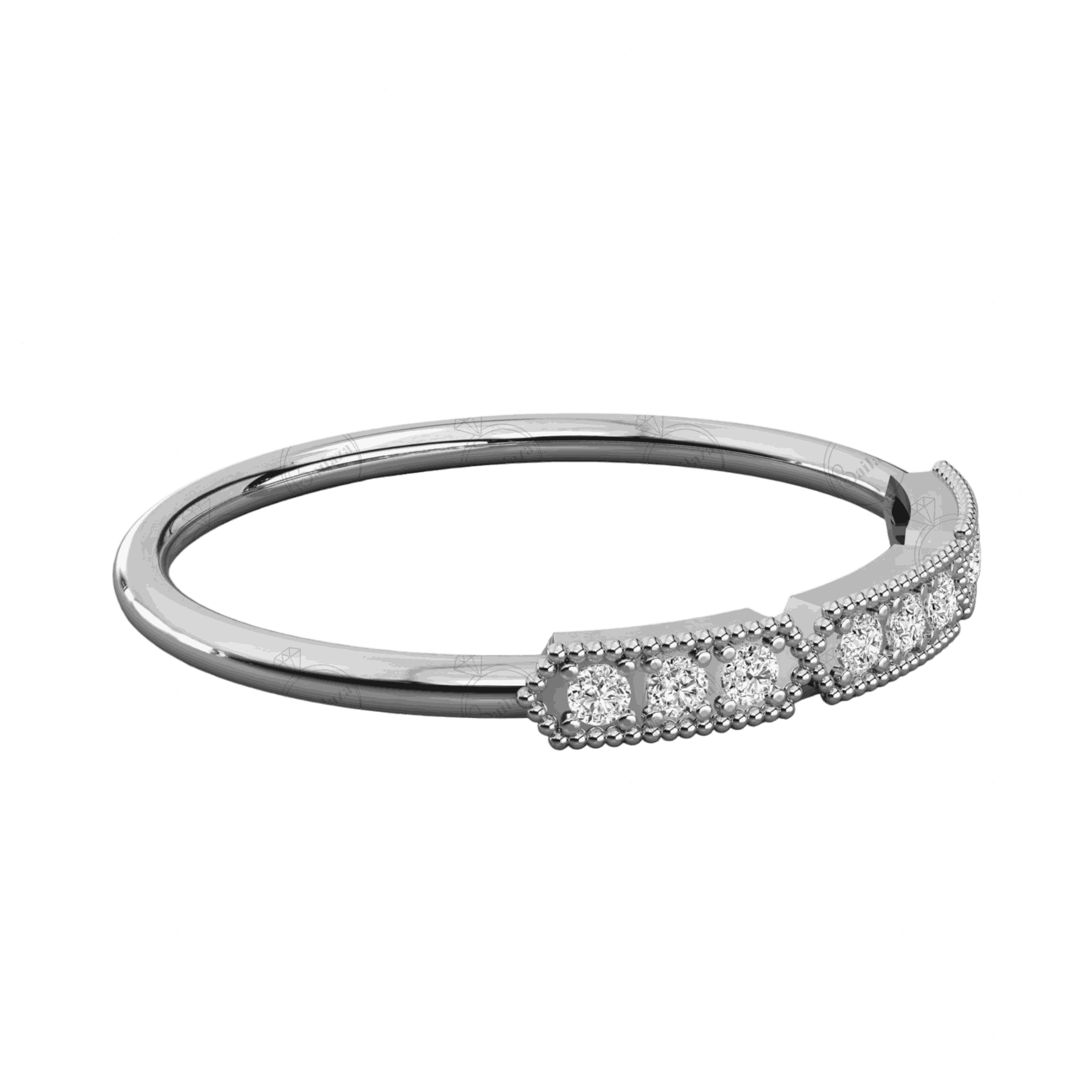 Side top view  0.20 TCW Round Cut Half Eternity Moissanite Ring, diamond ring, diamond, Half Eternity ring, 0.20 CT