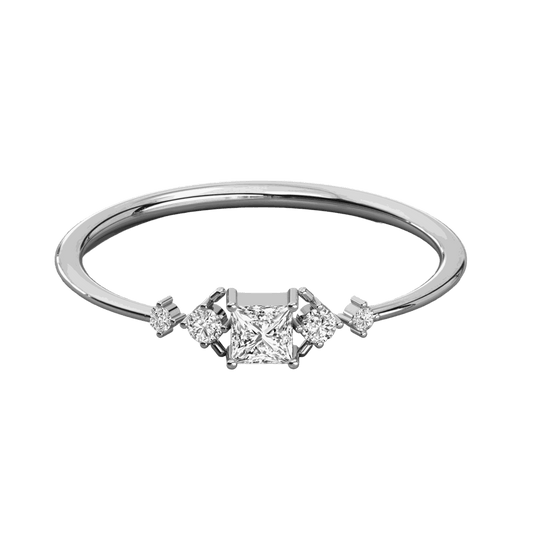 0.90 TCW Princess Cut 5 Stone Moissanite Ring for Women