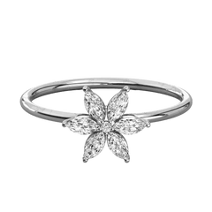 0.40 TCW Marquise Cut Halo Moissanite Ring for Women