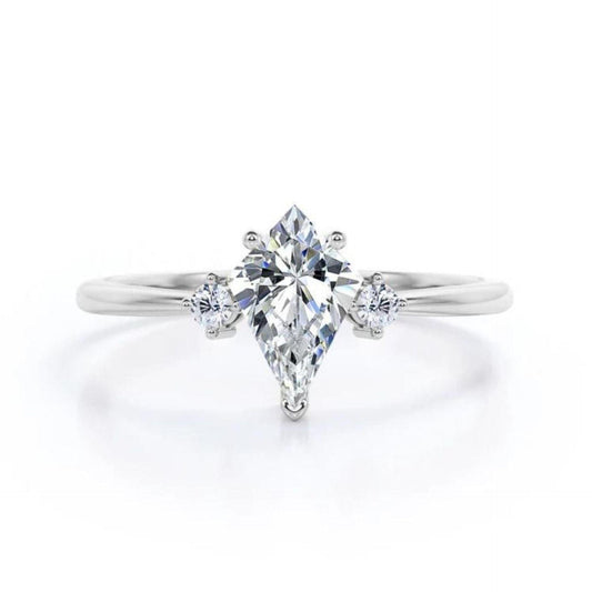 1.30 TCW Kite Cut 3 Stone Moissanite Ring for Women