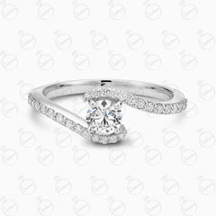 1.00 TCW Round Cut Solitaire With Accents Moissanite Ring for Women