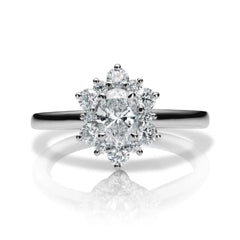 1.20 TCW Oval Cut Halo Moissanite Ring for Women