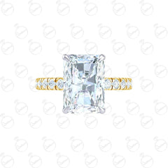 1.60 TCW Radiant Cut Hidden Halo Moissanite Ring for Women