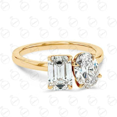 1.80 TCW Emerald Cut Toi Et Moi Moissanite Ring for Women