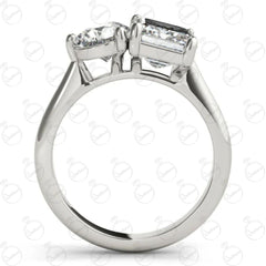 2.70 TCW Emerald Cut Toi Et Moi Moissanite Ring for Women