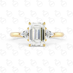 1.00 TCW Emerald Cut 3 Stone Moissanite Ring for Women