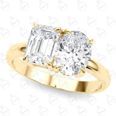 2.20 TCW Oval Cut Toi Et Moi Moissanite Ring for Women