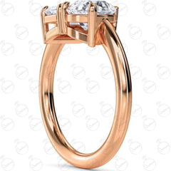 1.80 TCW Emerald Cut Toi Et Moi Moissanite Ring for Women