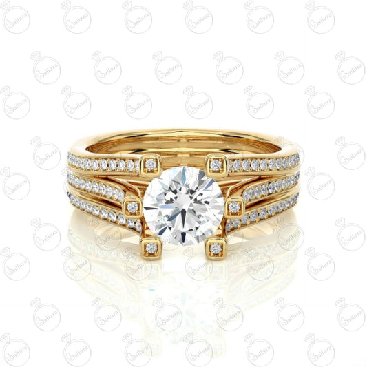 Round Brilliant Cut Split Shank Moissanite Ring for Women