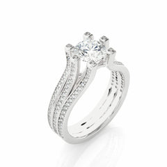 Round Brilliant Cut Split Shank Moissanite Ring for Women