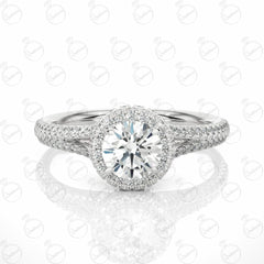 Round Brilliant Cut Split Shank Moissanite Ring for Women